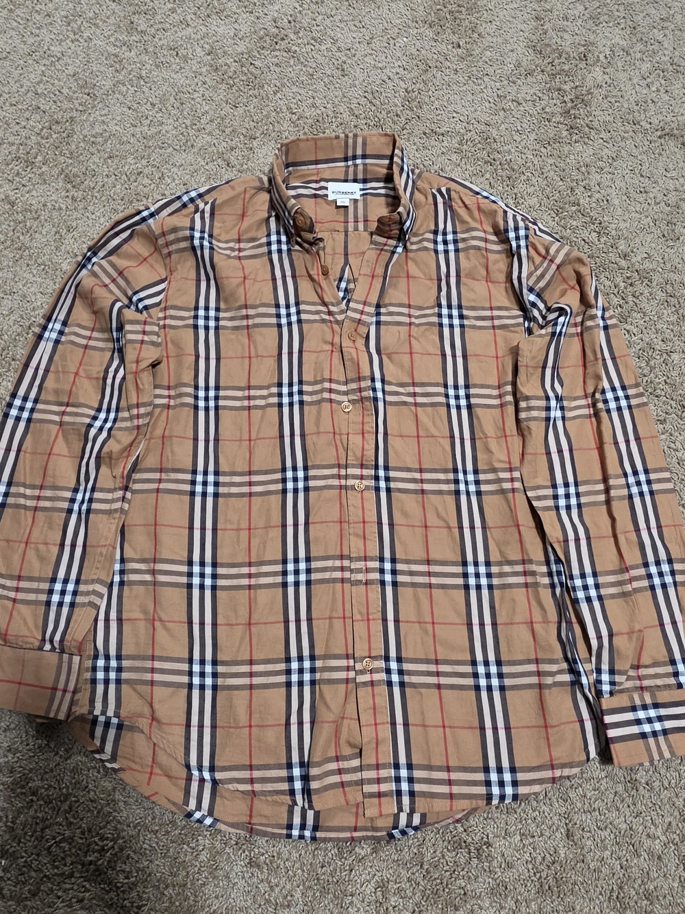 Burberry London England Classic Check Long Sleeve Button-Down Shirt Men's XXL